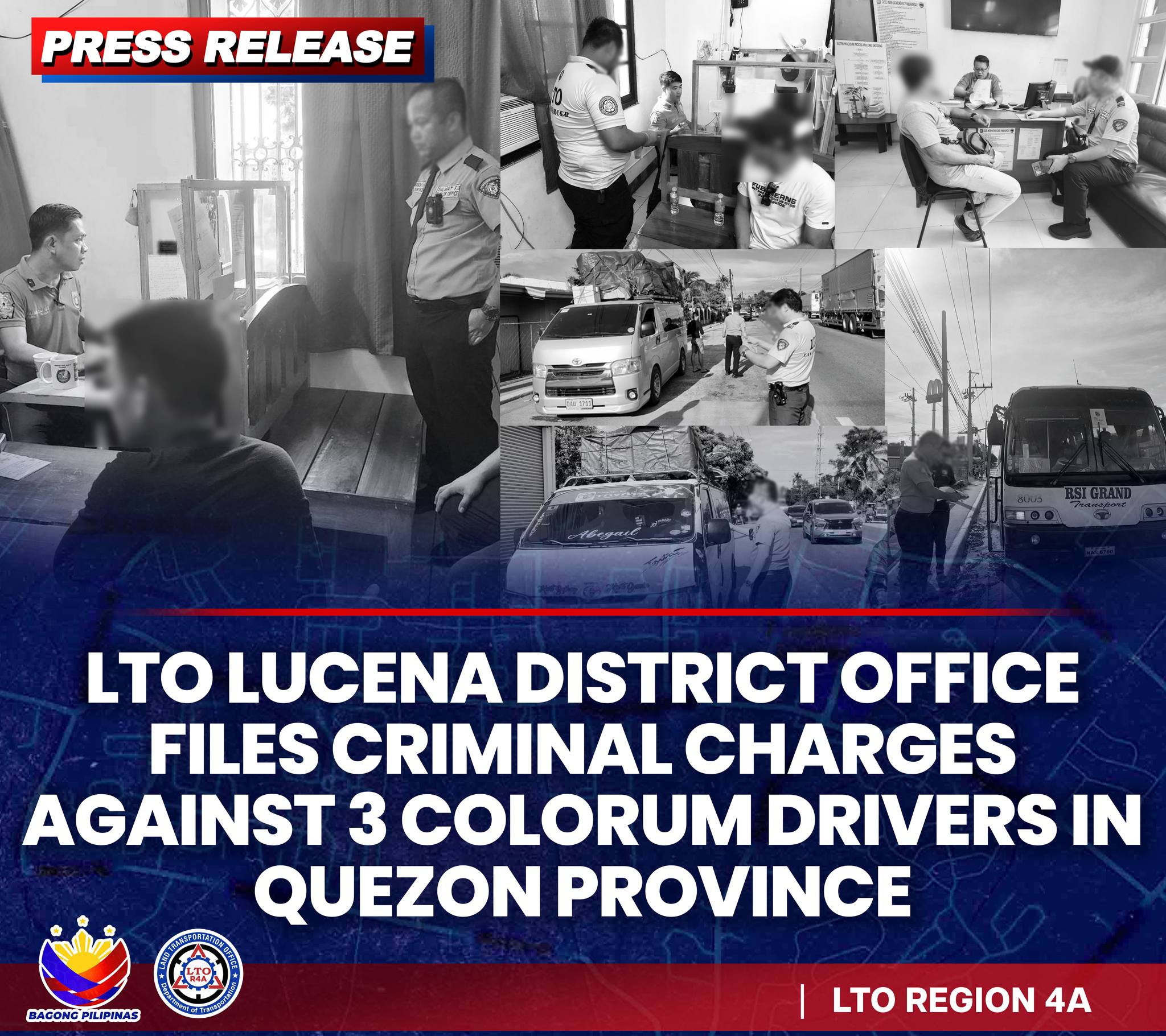 LTO Lucena, kinasuhan ang tatlong colorum drivers sa Quezon - Brigada ...